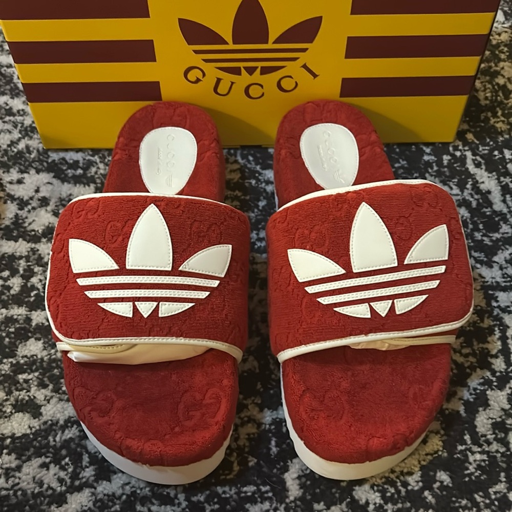 Gucci x Adidas Men Magic Sponge GG Demetria Platform Sandal Maple Red
